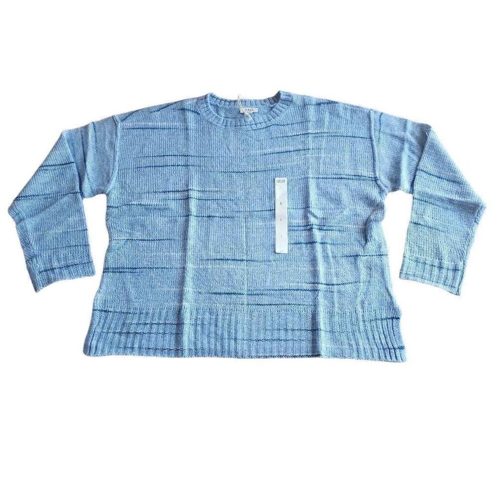 Ana a new approach womens Sz L blue striped knit pullover sweater